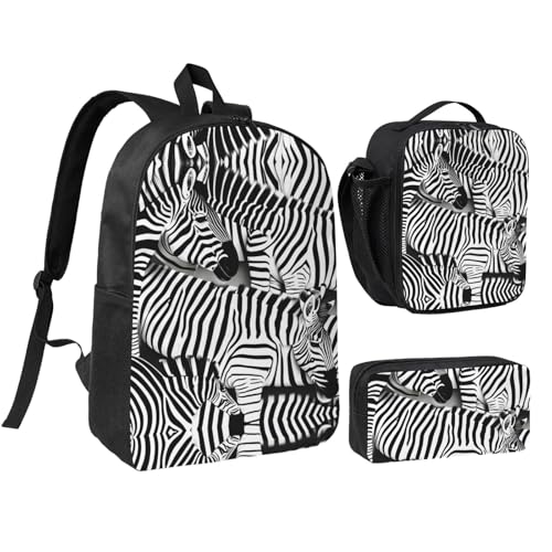 Sac à dos motif zèbre complet pour transporter le repas et les stylos