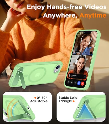 Image of Magnetic Compatible with iPhone 17e Case & iPhone 16e Case,[Built-in Invisible Kickstand][Compatible with MagSafe][Military Grade Shockproof] Slim Translucent Matte Case for iPhone 16e /17e 6.1 inch