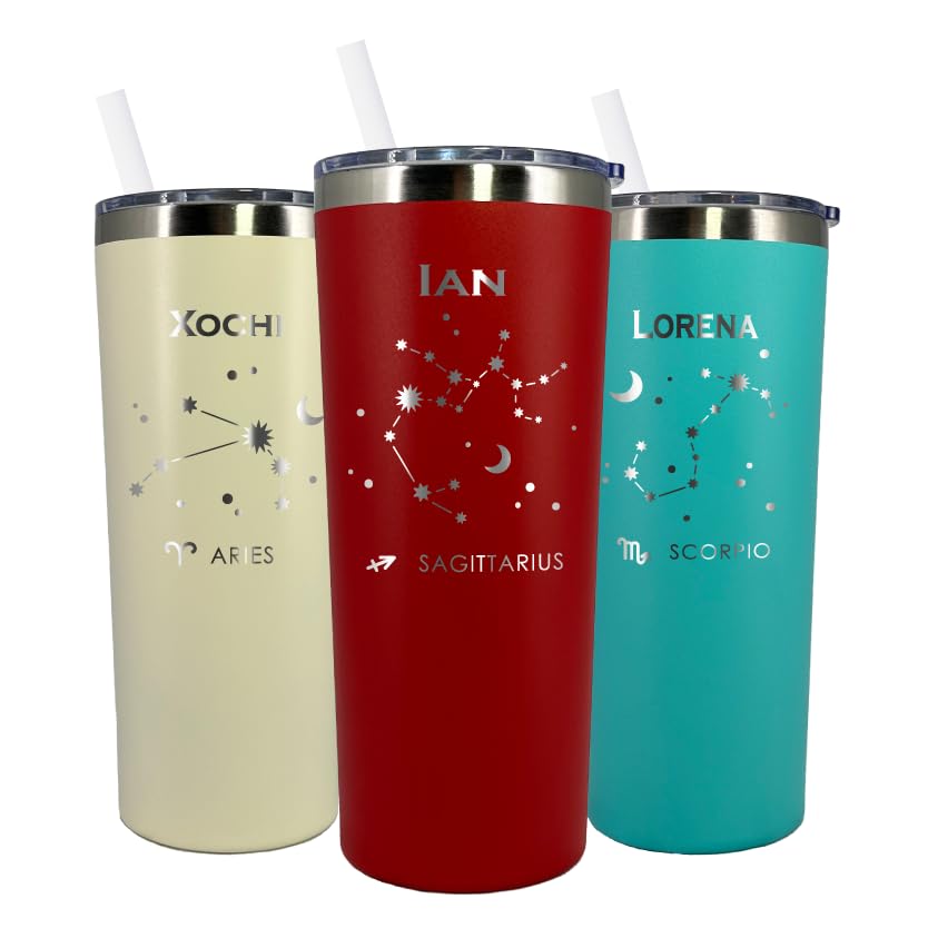 AVITO Personalized Astrology Tumbler, 22 oz Laser Engraved Tumbler, Astrology Gifts, Zodiac Signs with Constellations, Aries Cup, Scorpio Gifts, Constellation Gift, Leo Gift, Travel Mug