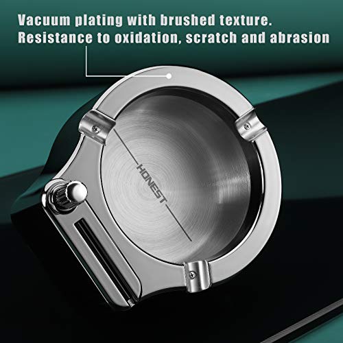 yusud Large Cigarette Ashtray with Permanent Match Lighter, Fancy Metal Ash Tray Set for Weed, Cool Ashtrays for Cigars Outdoor Indoor Decor in Home Office