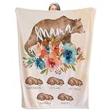 Personalized Mama Bear Blanket with Cubs Names - 3 Size Options/Up to 6 Children - Gifts for Mom, Custom Mom Blanket