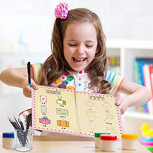 Alphabet Handwriting Practice Workbook for Kids, English Handwriting Pen Copybook Set for Kid Magic Calligraphy Reused Handwriting 4 Copybook with 1Pen 1Penholder 8 Refills