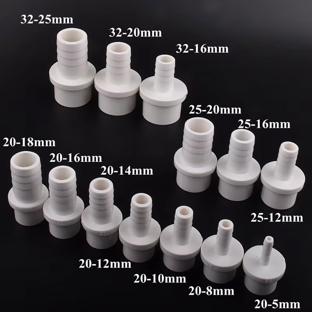 Conector Pagoda de PVC (20 Unidades), Color Blanco, Adaptador for Manguera de riego de jardín de 20/25/32 mm.(20pcsx32mmx16mm)