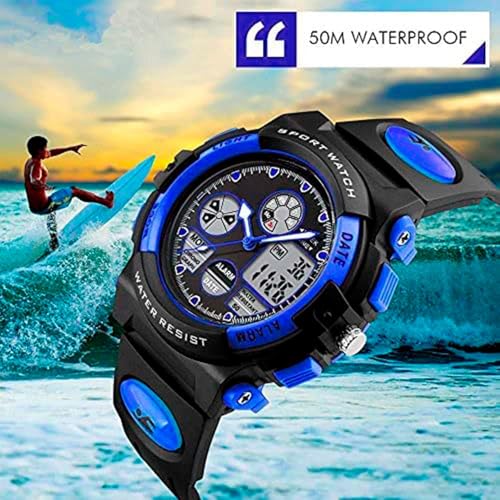 Image of PASNEW Boys' Watches - Dual Display, Large Dial Sport Watch, Black Outdoor Watch for Boys & Teens - Waterproof