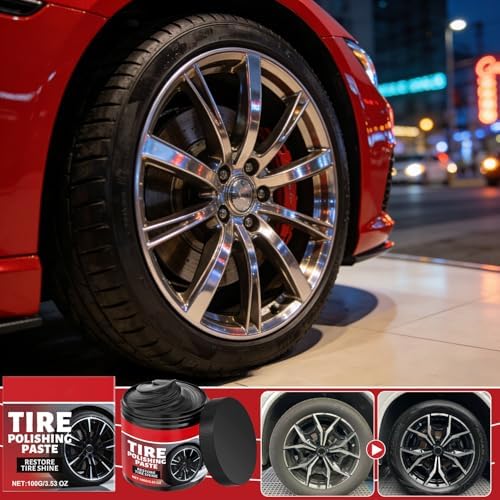 2pcs Car Tire Shine with Sponge,Tire Coating Paste, Tire Polishing Paste,Car Tire Shine for Trucks Sedans RVs SUV - 1