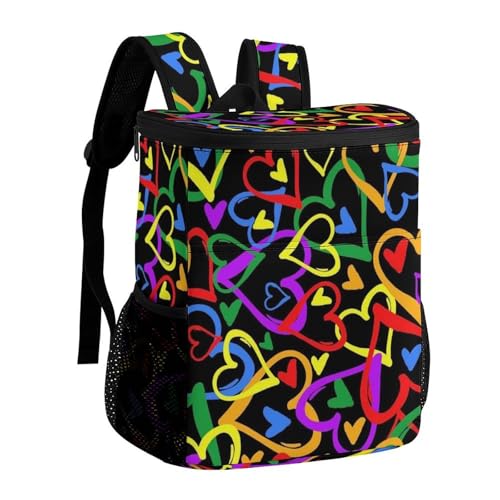 Gay Pride Rainbow - Mochila térmica térmica a prueba de fugas de tela de sarga de poliéster resistente con correas acolchadas ajustables, bolsa térmica para picnic, camping, actividades al aire libre
