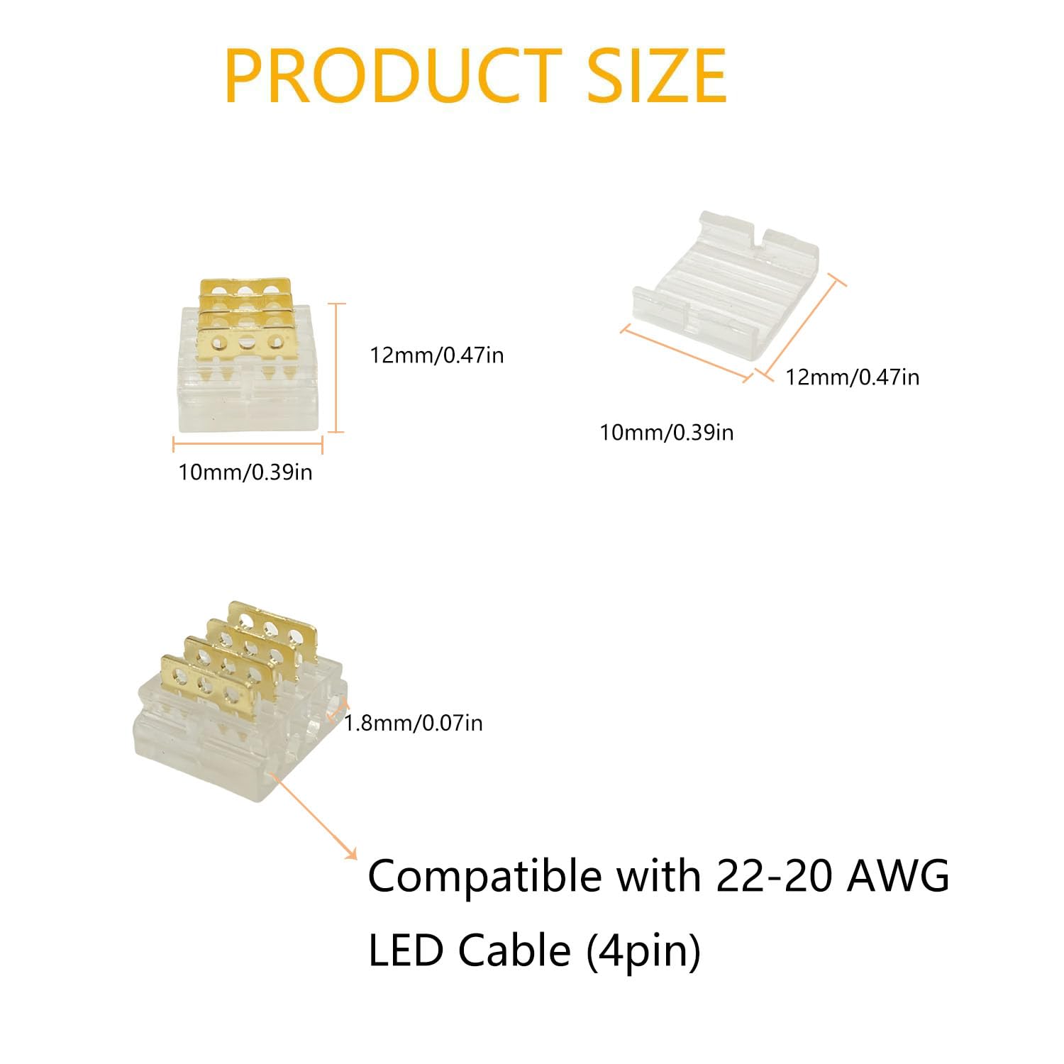 Wire Connectors Quick Connect Terminal,10pcs with Caps 4-Pin Electrical Splice Crimp, Wire to Wire Quick Connect - Image 3