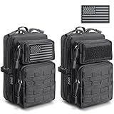 2 Pack Molle Accessories Tactical EDC Pouch, Small Tool Bag, Utility Phone Holder IFAK for Duty Belt, Backpack, Vest (Includes 2 US Flag Patch)
