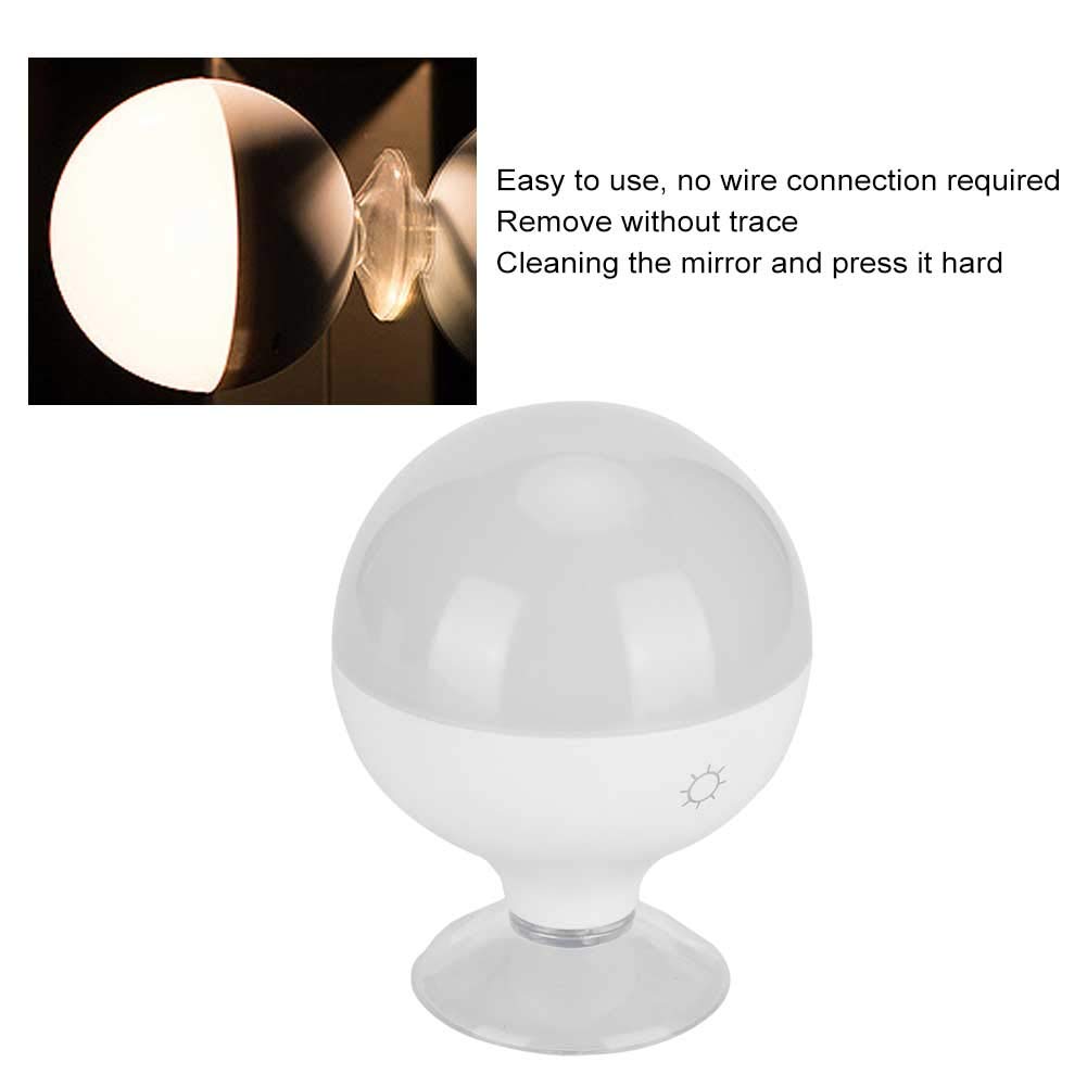 Ampoule LED rechargeable USB pour miroir de maquillage avec ventouse – Parfait pour salle de bain Vanity Éclairage blanc brillant pour une application de maquillage impeccable