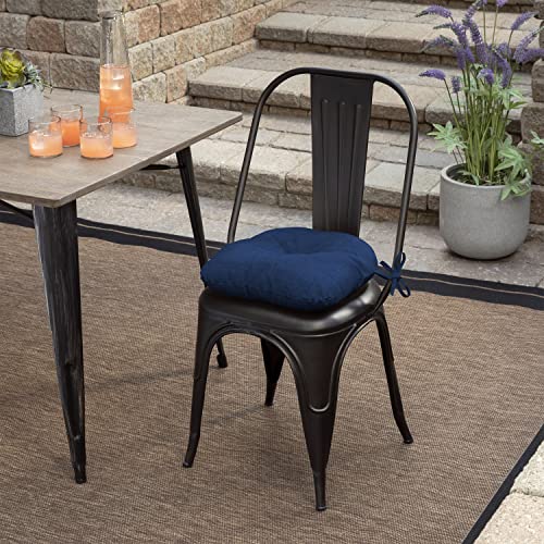 Image of Arden Outdoor Tufted Bistro Seat Cushion, Set of 4, 14.5 in x 15 in, Rain-Proof, Fade Resistant Sapphire Blue Leala