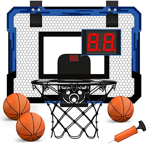 QDRAGON Mini Basketball Hoop, Over The Door Basketball Hoop Indoor, with 3 Balls/Inflator/Breakaway Rim, Basketball Toy Gifts for Kids and Adults