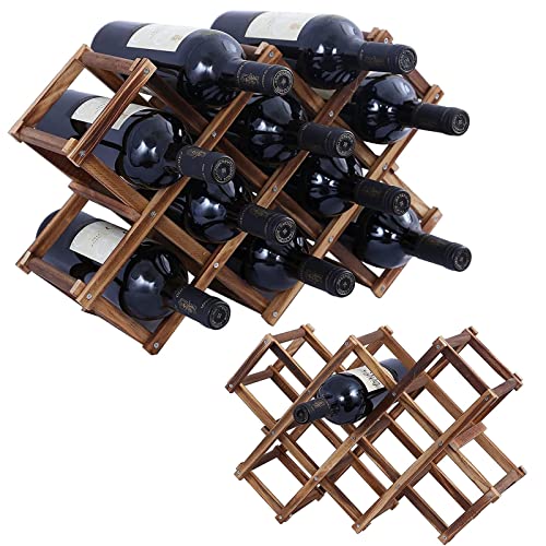 Wooden Wine Rack 2 Pack Small Foldable Wine Bottles Holders for Countertop by Gatutul - Used condition - Image 7