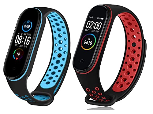 Emmett Band Dotted Strap for Mi Band 5 and Mi Band 6 Wristband Silicone Strap (Pack of 2)