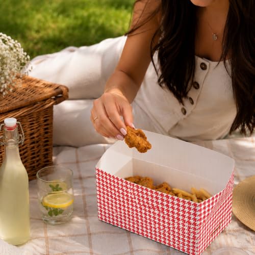 Image of Restaurantware Take Out Lunch Box 400 Count 71-Ounce Durable Paper Recyclable Container Red Leak-Proof Food Box Spill-Resistant Fast Top Closure Rectangular Hot Food Friendly
