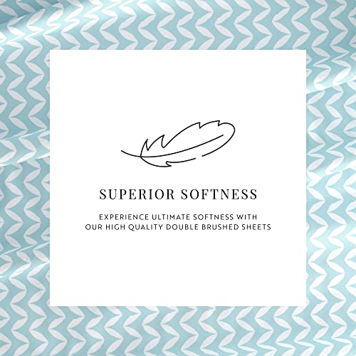 Ienjoy Home 4 Piece Puffed Chevron Patterned Home Collection Premium Ultra Soft Bed Sheet Set, King, Light Blue #TOP2