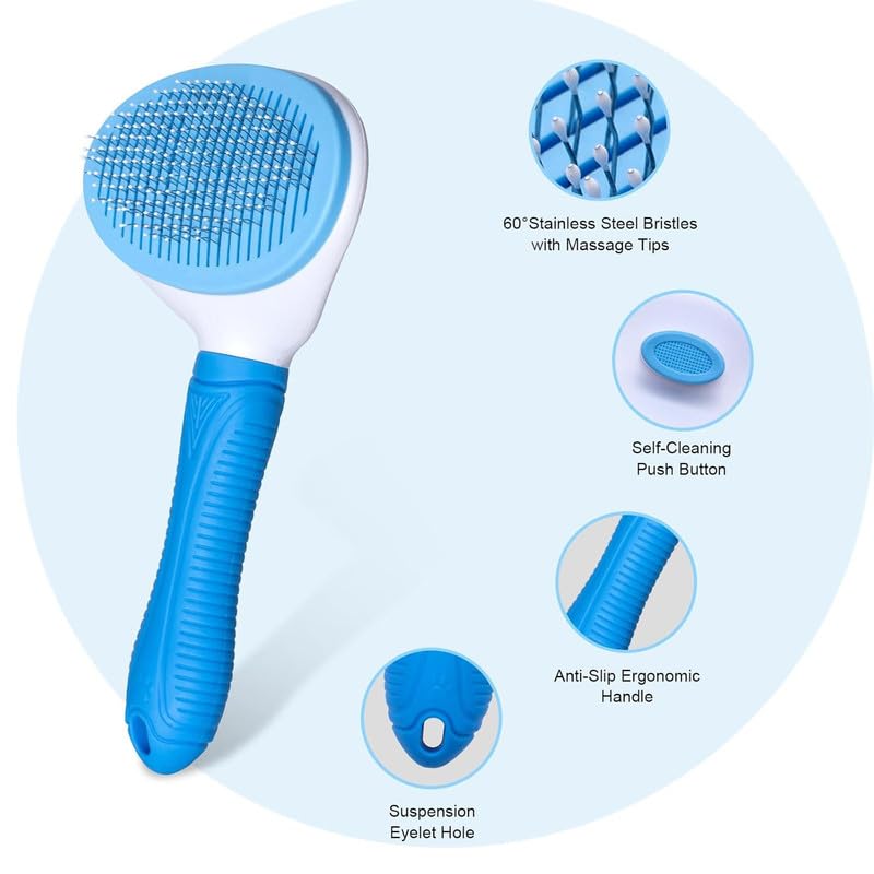 Hugging Hoomans Combo: Pet Slicker Brush & USB Rechargeable 3-in-1 Steam Brush for Dogs & Cats | Pet Grooming & Bathing Combo | Deshedding, Massaging, Mist Spray, Self-Cleaning Tools – All Breeds 4