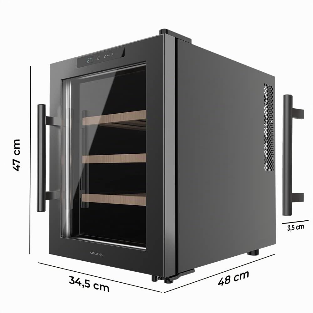 Cecotec GrandSommelier 1220 CoolWood, 12 Flaschen Bolero Flaschen, 31 Liter, thermoelektrisches Kühlsystem, hohe Leistung, dimmbar, LED-Innenbeleuchtung