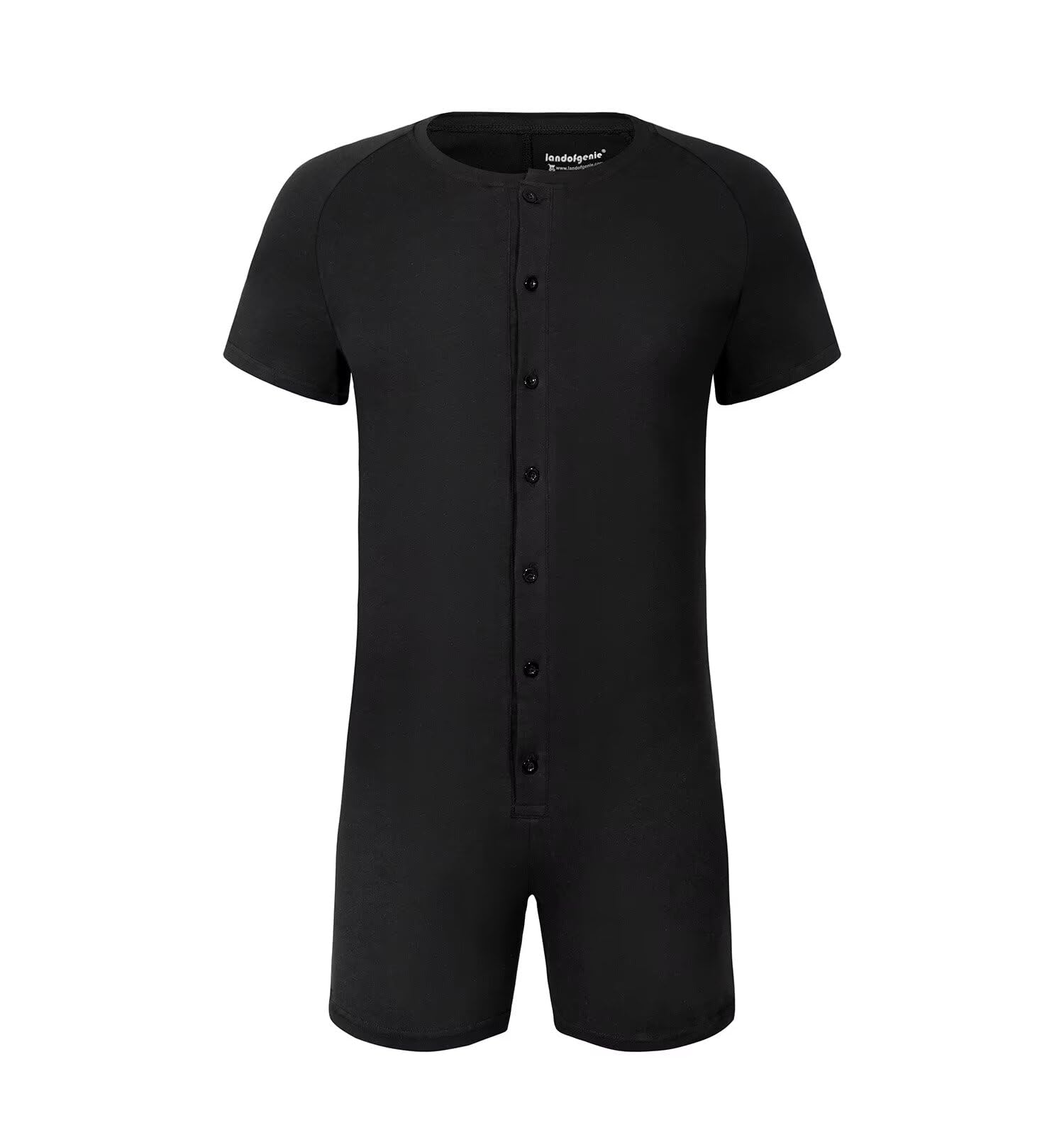 Landofgenie Mężczyźni Onesie Krótki Rękaw Bodysuit One Piece Pidżama Rompers Dolna Koszula Krocza