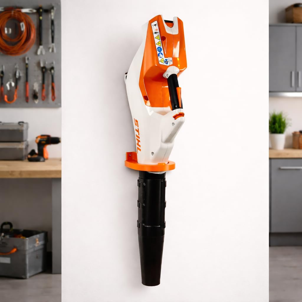 Halterung passend für STIHL BGA 86 Akku Laubbläser AP System Wandhalterung Gerätehalterung Zubehör Befestigung (Orange)