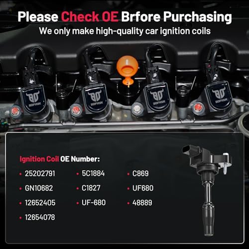 Image of BDFHYK Ignition Coils Pack UF680 Compatible with Buick Envision LaCrosse Regal Verano Cadillac ATS CT6 CTS Chevy Impala Camaro Colorado Malibu Limited GMC Acadia l4 2.0L 2.5L Chevy Coil Pack Set of 4