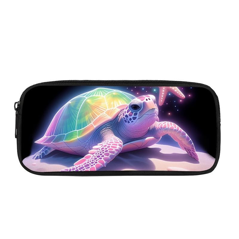 Kuiaobaty Starry Turtle Print Pencil Case for Kids Girls Pencil Pouch, Colorful Sea Turtle Durable School Supplies Storage Bag — image 1