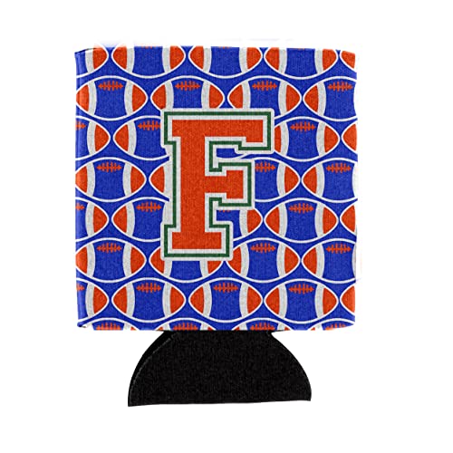 Caroline's Treasures CJ1083-FCC Letter F Football Green, Blue and Orange Can or Bottle Hugger, Multicolor