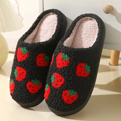 Strawberry Slippers for Women Cute House Slippers Women's Indoor Home Plush Cotton Open Toe Slippers Shoes Soft Sole Bedroom Slippers Slides Non-Slip2
