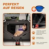 CADOCA® Hundebox faltbar Transportbox XXL 90x60x66cm robust atmungsaktiv Transporttasche Auto Rückbank Haustiertransportbox Hundetragetasche Anthrazit