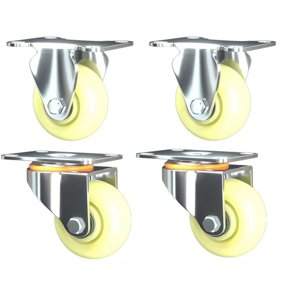 FREAZE Roues Nylon roulettes Pivotantes, Set De 4 Roue Charge Lourde Meubles roulettes avec Frein, 75mm/100mm/125mm Roue Plaques pour Chariot À Main Établi (Color : 2Fixed+2swivel, Size : 5inch)