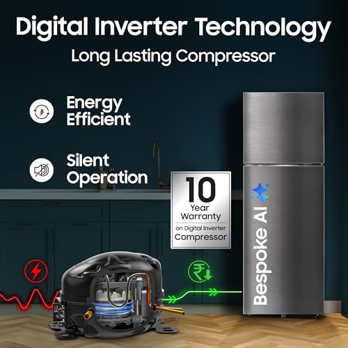 Samsung 396 L, 3 Star, Convertible 5-in-1, Digital Inverter, Frost Free Double Door, Bespoke AI WiFi Refrigerator (RT41HG6A23B1HL, Black DOI, 2026 Model) 13 51k2GbSNknL