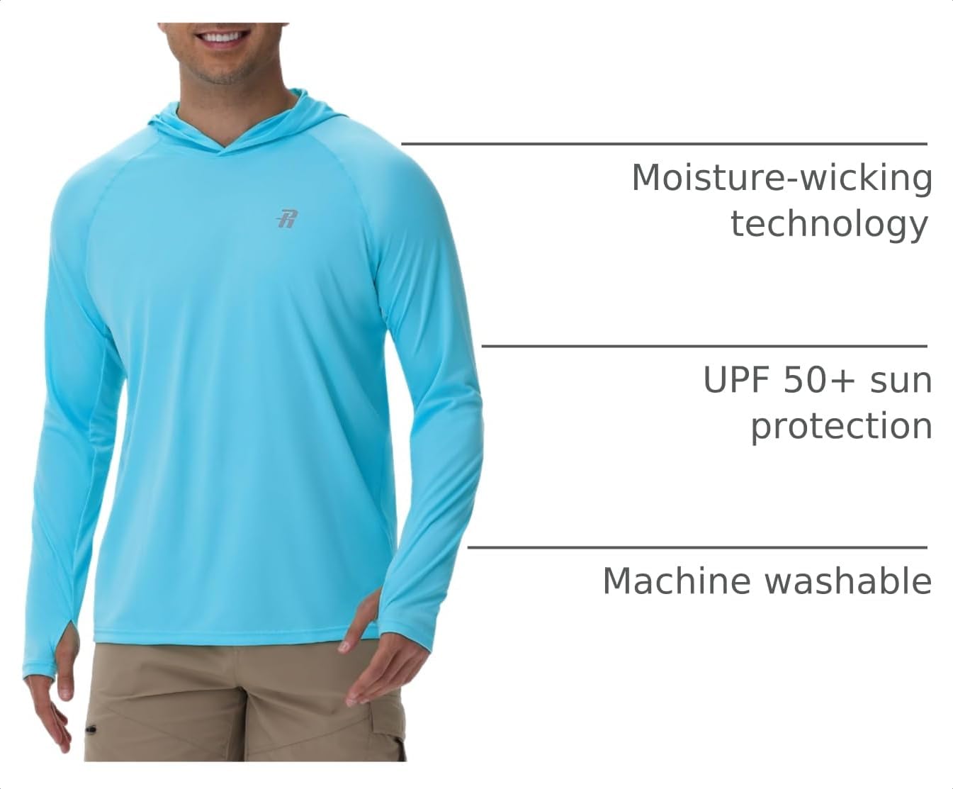 Runhit UPF 50+ Fishing Shirts for Men Long Sleeve Sun Protection Hoodie Lightweight Outdoor Workout Hiking Running Rash Guard image 4