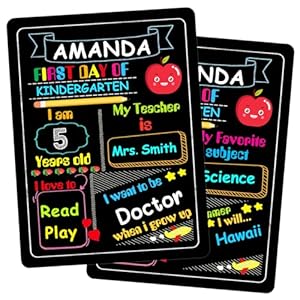WaaHome First and Last Day of School Board 9X12 First Day of School Sign Double Sided My 1st Day of Kindergarten Preschool Chalkboard Sign for Kids Girls Boys Back to School Photo Prop Supplies