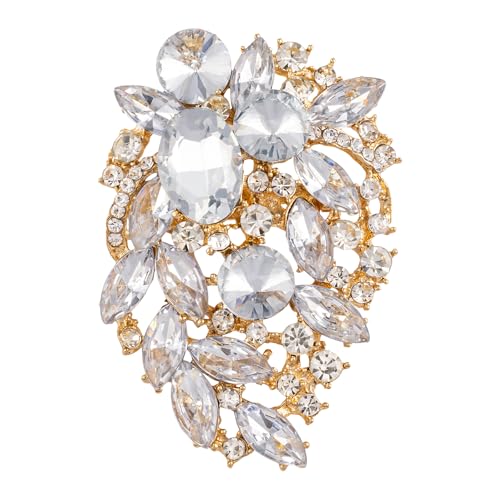 Image of SELOVO Rhinestone Statement Brooch Pin Flower Dress Accessory