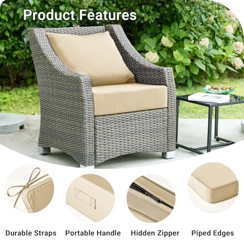 Image of IPYNBAP Outdoor Cushions for Patio Furniture,Outdoor Seat Cushion Set 24 x 24 x 4 Inch,Waterproof & Fade Resistant Outdoor Chair Cushions,Deep Patio Chair Cushion with Removable Cover,Beige