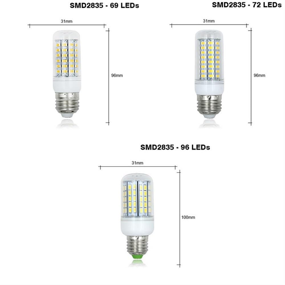 fengyan Casa Bombillas, Paquete de 10, Bombilla LED de maíz E27 AC220V 24/38/48/56/69/72/96-5730SMD Bombilla de Foco LED lámpara de araña for el hogar Familiar Lámpara(Warm White,96 Leds)