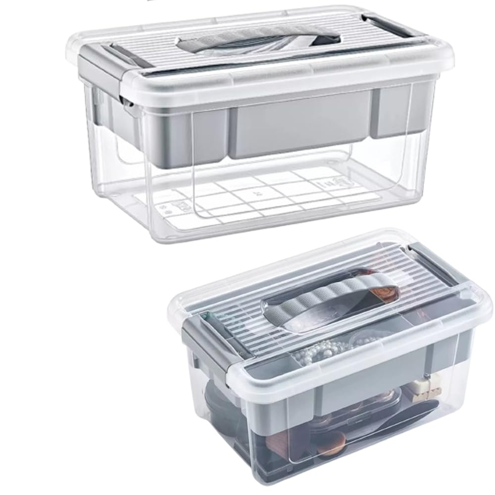 Büyük Boy Bölmeli Organizer Kutu 9 Litre - Şeffaf Tasarım Saklama Kabı - Ev Araba Saklama Kutusu - Ev Banyo Düzenleyici, Dolap Düzenleyici, Saklama, Kutu, Organizer