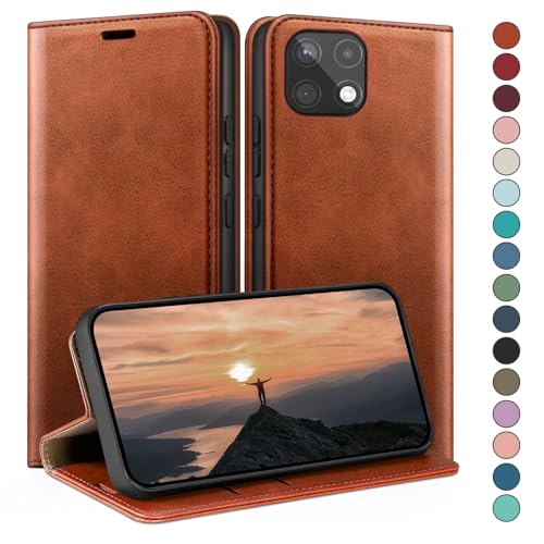 Étui Samsung A22 5G portefeuille HUOUH coque rabat cuir pour le quotidien