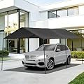 10 x 20 FT Carport Heavy Duty, Portable Garage Canopy Outdoor, Galvanized Car Canopy for Car Garage Shelter Tent Party Tent with Anchor Kit (Grey)