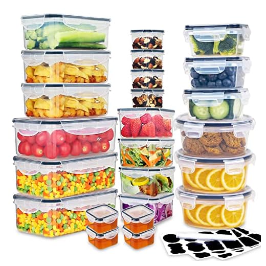 Juego De Contenedor De Almacenamiento Sellado Profesional 24 Piezas, Rabbitking Juego de recipientes para alimentos con tapas herméticas, sin BPA, apto para microondas, horno,congelador y lavavajillas