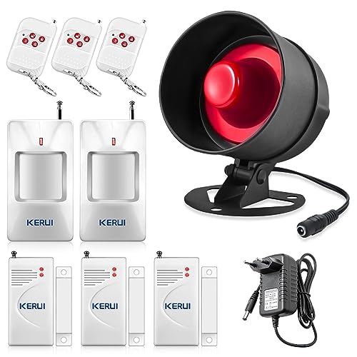 Alarmas para Casa, Sistema de Alarma Kit de 10 Piezas con Sirena de 115dB, Sensor de Movimiento, Sensor de Puerta y Ventana y Sistema de Alarma de Seguridad con Control Remoto