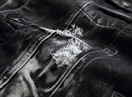 Image of Mens Denim Jacket Ripped Slim Jean Jacket Coat for Men