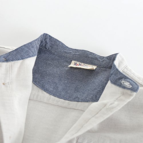 MOMOLAND Boys' Long Sleeve Woven Mandarin Collar Button Down Shirt Pique Jacquard Design4