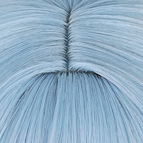 Image of Wiggy Mermaid Ice Blue Wig for Costume Cosplay Wig + Hairpin Anime Long Women Curly Fluffy Halloween Hair Wig + Cap