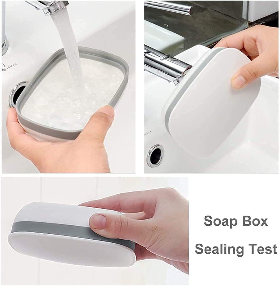 Toski Porta Sapone da Viaggio con Scarico, 2 Pezzi Porta Saponetta con Coperchio a Tenuta Stagna, Scatola Portasapone in Plastica, Portasapone Doccia per Sapone da Barba, Bagnoschiuma Solido, Bianco