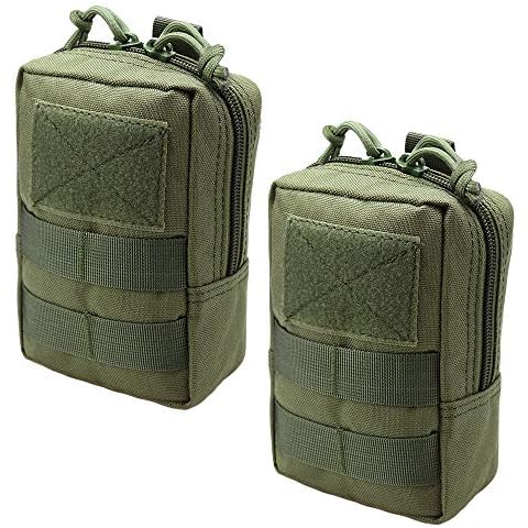 JETEDC 4" Tactical Utility Molle Small Pouch with D-Ring Locking and Web Dominators (Plus Edition) (Green (2-Pack)) Cover