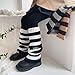 PTILSERY Children's Striped Leg Warmers Color Matching Long Socks Sleeve Trendy Stockings Fashionable Knitwear for 3-10T Girls
