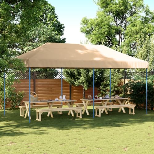 Tidyard Tienda de Recepción Plegable Escamotable Beige 580x292x315 cm, Gazebo Pabellón Exterior, Mirador para Camping, Festival, Fiesta, Boda, Barbacoa, Terraza y Playa