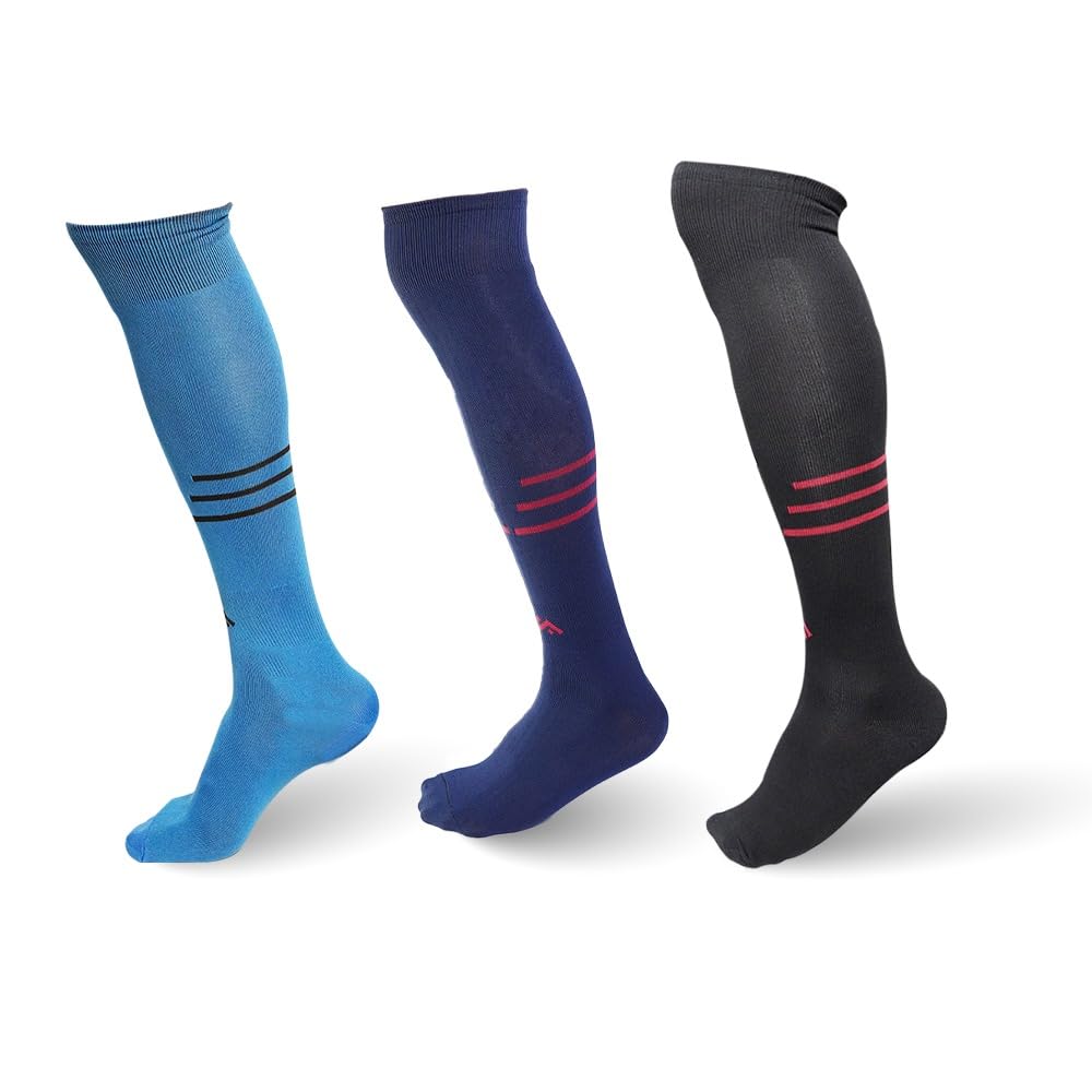 knee Length Football Stockings For Men&Women Combo Pack - Free Size Soccer Socks, Football Socks Solid Color - (Pack Of 3)-image-7