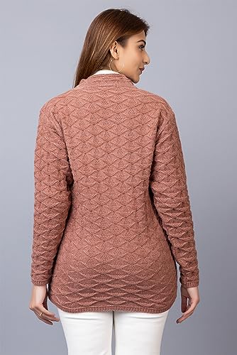 Image of Women Woolen V Neck Casual Wear Stylish Cardigan Sweaters for Winter with Front Pockets