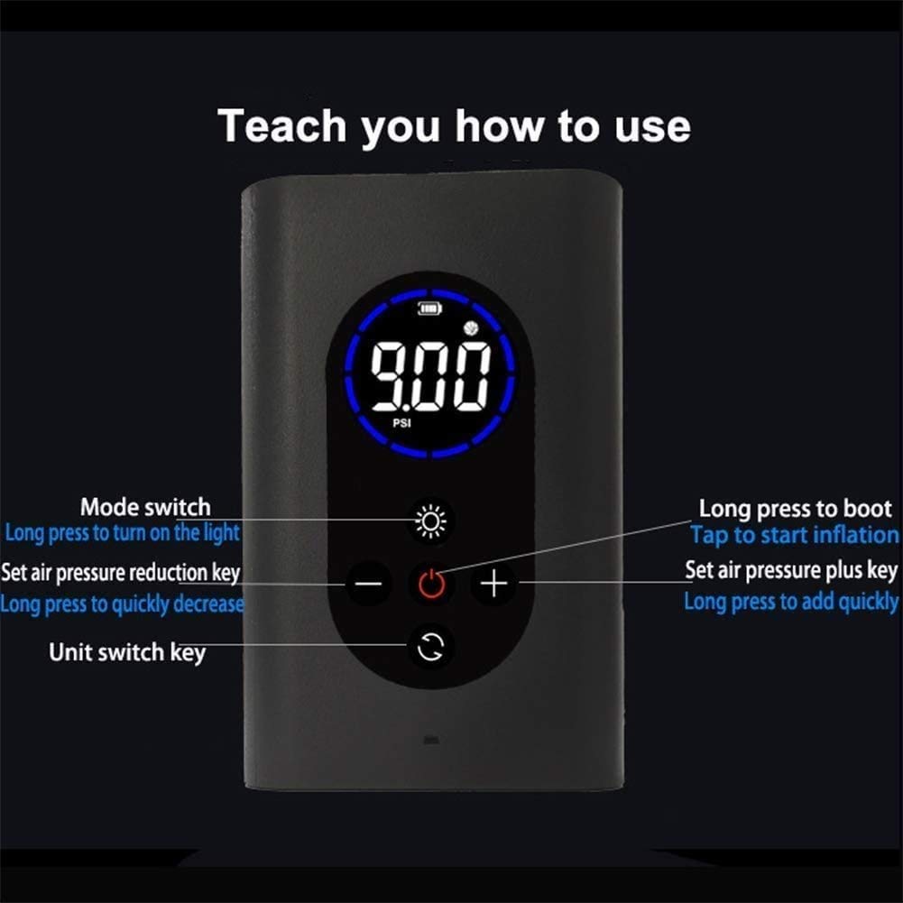 Compresor de aire portátil para neumáticos de automóviles, inflador de neumáticos digitales, infladores de neumáticos de aire de aire de 12V DC, bomba de neumáticos de aire, 150 psi con linterna LED d